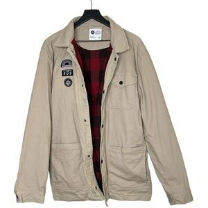 Bearded Goat Open Road Men’s Flannel Lined Jacket Khaki Tan Size XL